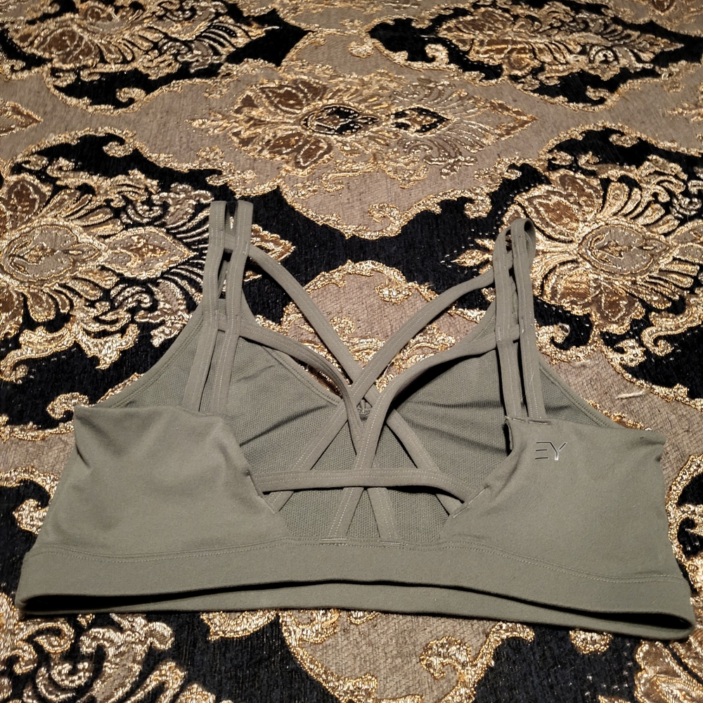 Stylish Olive Strappy Sports Bra